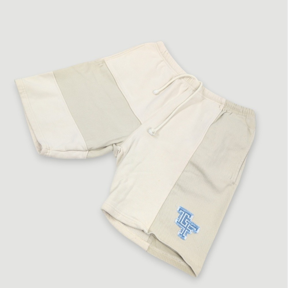 Teddy Fresh Patchwork Shorts Mens Small Cream Tan Streetwear H3H3 Embroidered
